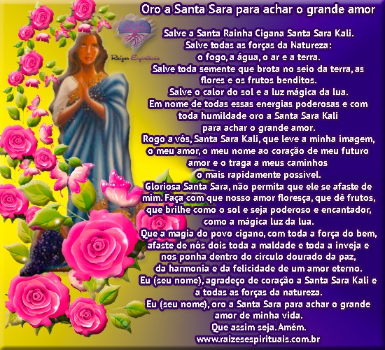 Oro a Santa Sara para achar o grande amor