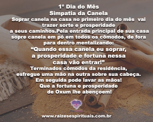 Simpatia da Canela para Oxum trazer fortuna