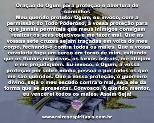 Oração de nosso Pai e Protetor Ogum para proteção e abertura de caminhos