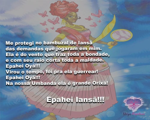 Salve nossa Mãe Iansã guerreira, Rainha das tempestades