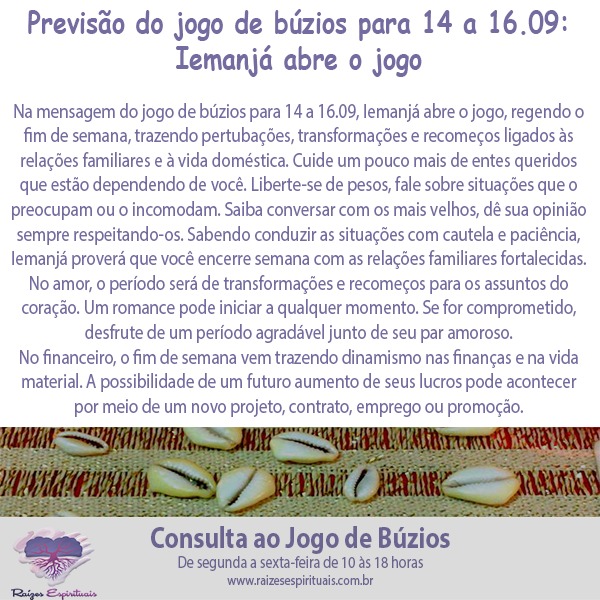 búzios para 14 a 16.09