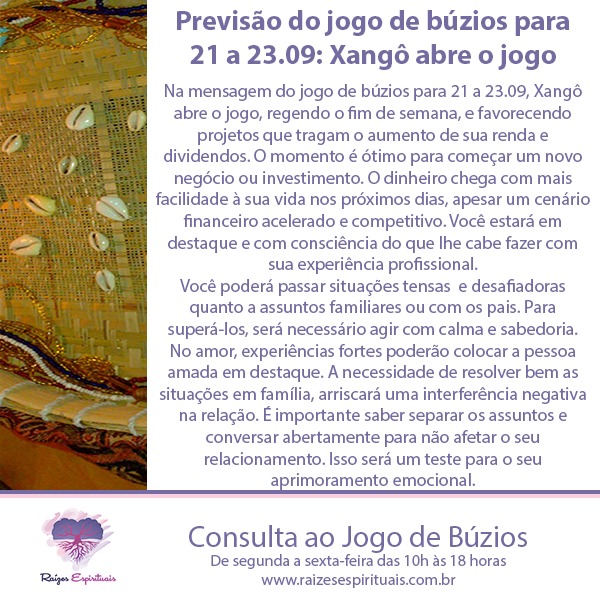 jogo de búzios para 21 a 23.09