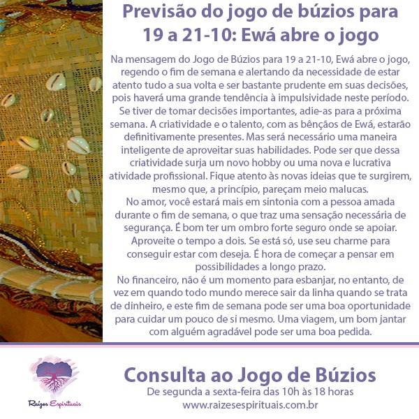 Jogo de Búzios para 19 a 21-10