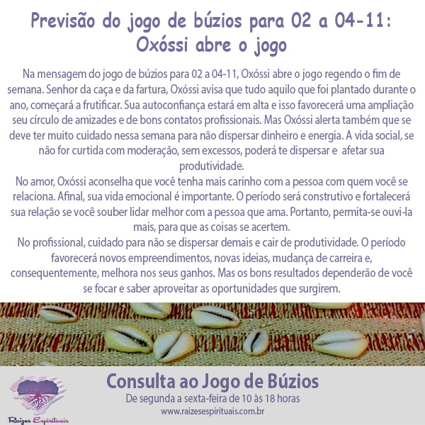 jogo de búzios para 02 a 04-11