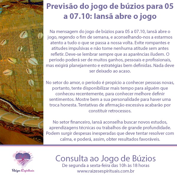 jogo de búzios para 05 a 07.10