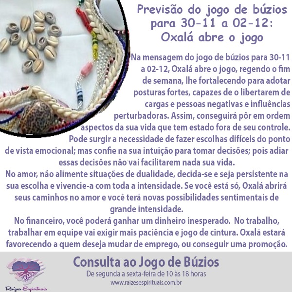jogo de búzios para 30-11 a 02-12