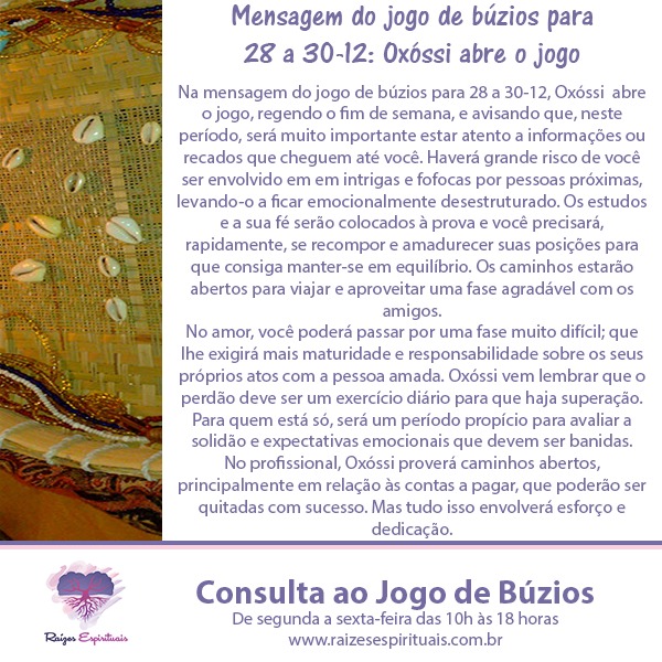 jogo de búzios para 28 a 30-12